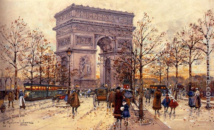 Arc de Triomphe painting - Eugene Galien-Laloue Arc de Triomphe art painting